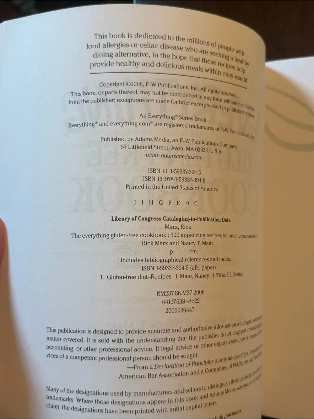 The Everything Gluten-Free Cookbook – 300 Recipes by Rick Marx & Nancy Maar.